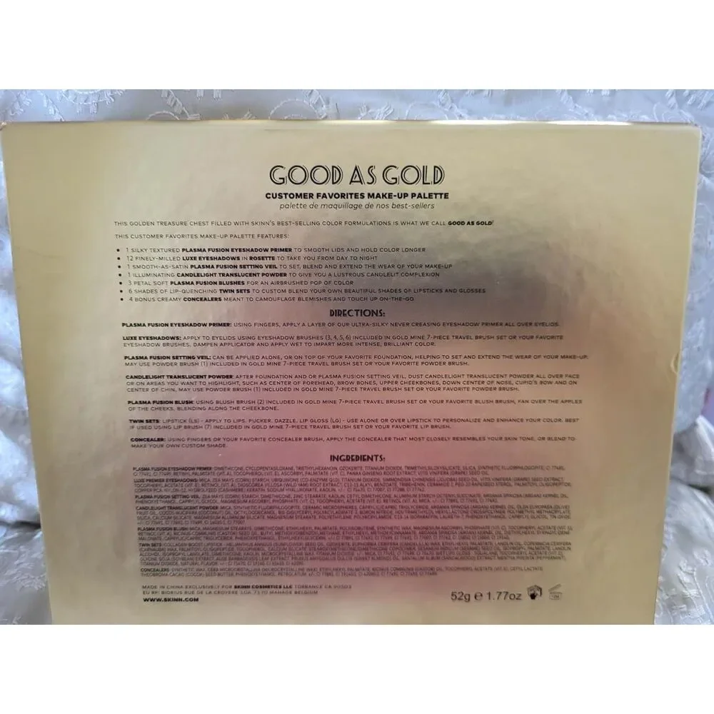 skinn cosmetics good as gold kit /palette color description
